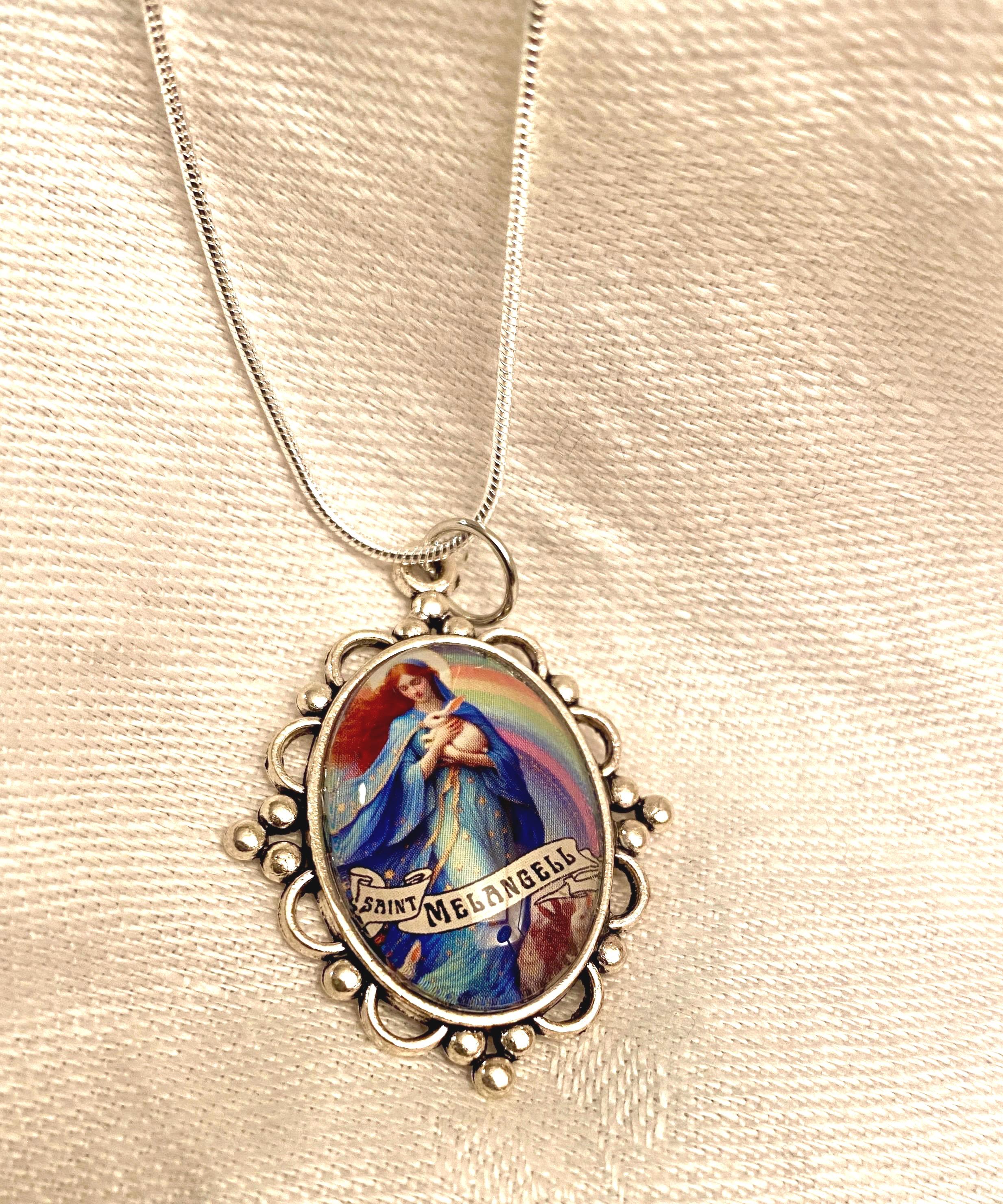 Saint Melangell (small) Silver Tone Pendant With 20 Inch Chain