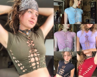 Calypso Crop Top // Hand Braided Cotton Top
