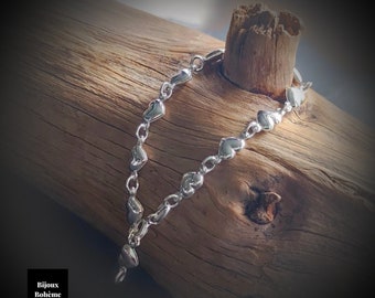 Little Girl Bracelet 925 Silver Heart Pattern 15 cm - Children's Heart Jewelry - Boho Children's Jewelry - Gift Idea