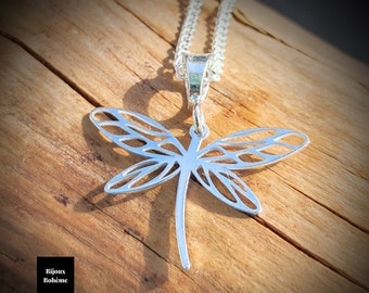 925 silver girl necklace with dragonfly pendant - Minimalist dragonfly jewelry - Boho little girl jewelry - Jewelry to give as a gift