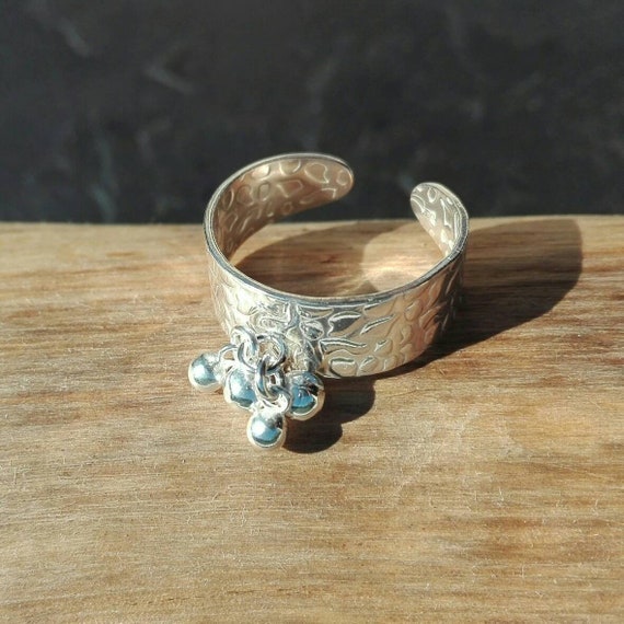 925 silver boho chic ring, Hammered Pearl St. Ring - Boho Jewelry - Women's Jewelry - Gift for her