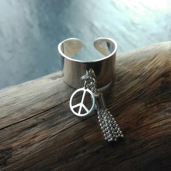 925 silver hippie ring - peace ring - Boho Jewelry - Women's Jewelry - Gift for her -Boho inspired