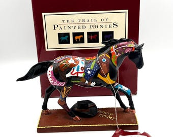 Trail of Painted Ponies Horse Figurine Wounded Knee in Box