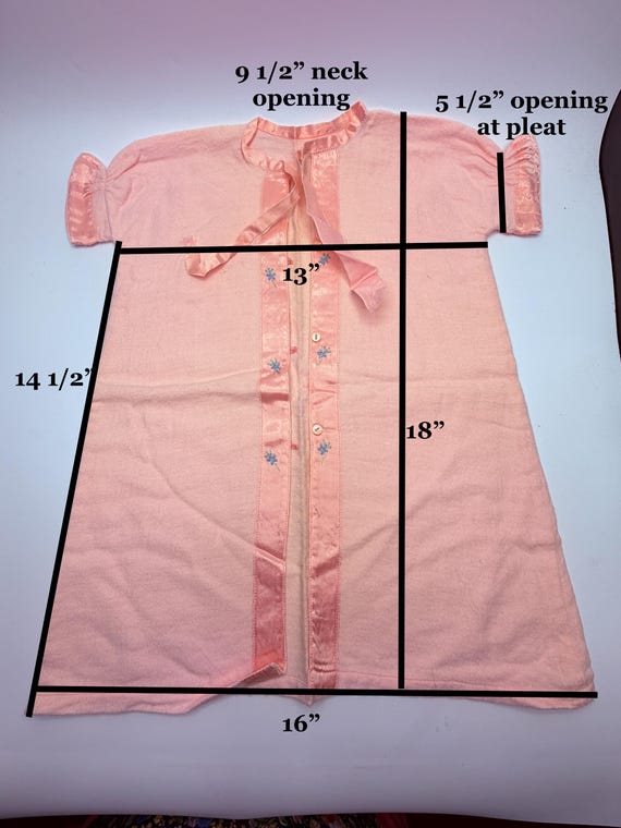 Vintage Handmade Baby After Bath Robes Set of 3 Long Infant Bed Coats Pink Yellow Green Hand Embroidered Cotton Flannel Satin View 2