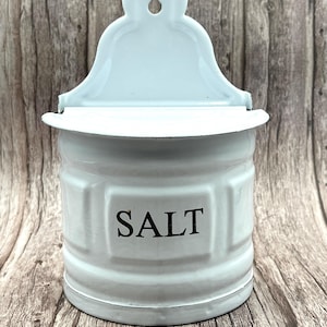 Retro Wall-Mounted Enamel Salt Box Container - Vintage Halloween Kitchen Storage Organizer