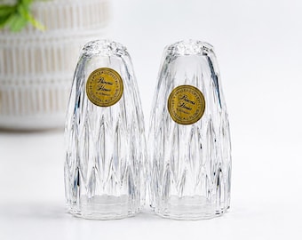 Lead Crystal Salt & Pepper Shakers Highlights by Princess House 80s W. Germany