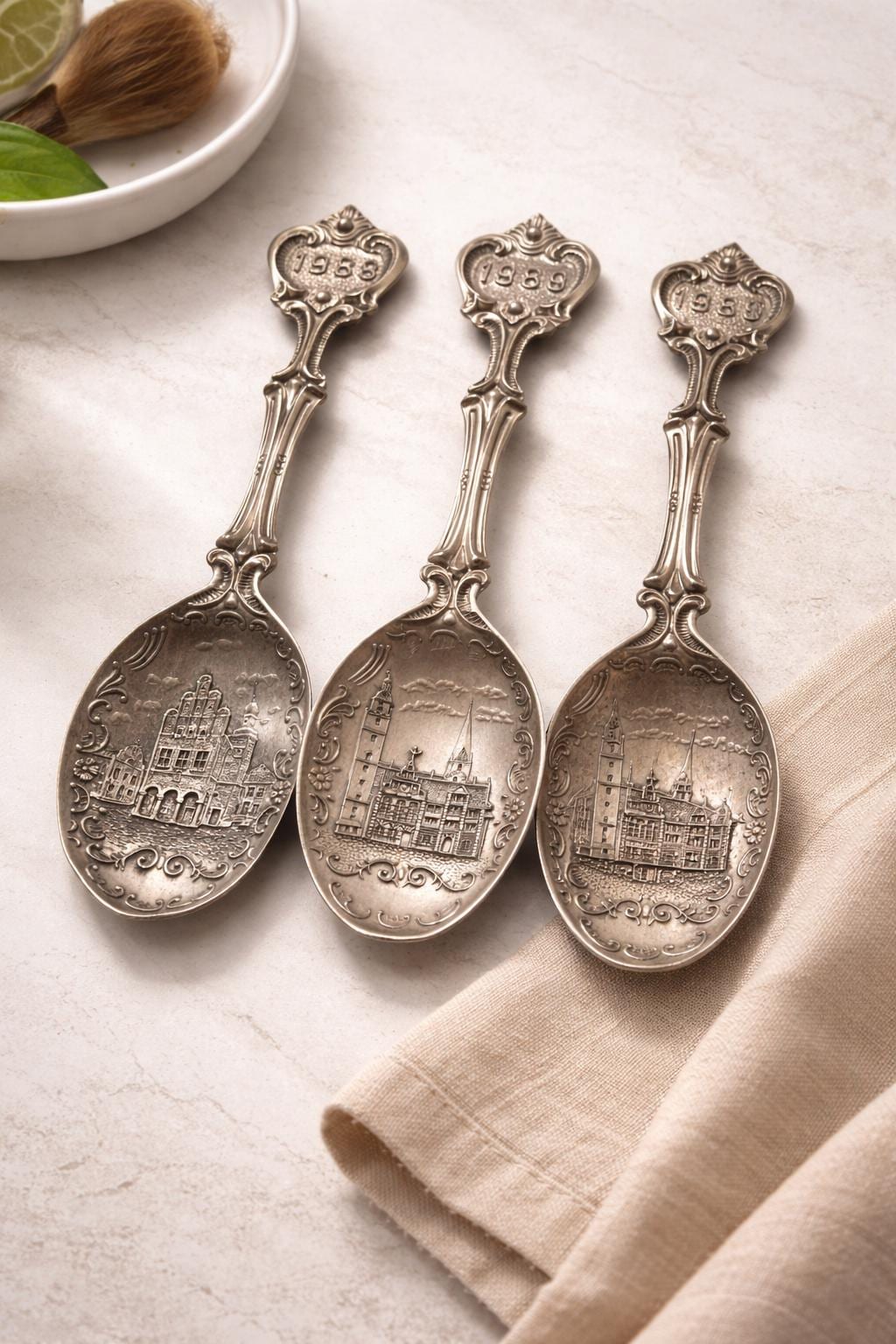 Vintage Pewter Spoon Set German Souvenir Spoons Frieling Zinn