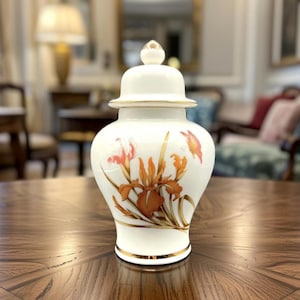 Satsuma-Style Ginger Jar: Hand-Painted Irises & Butterfly Flowers