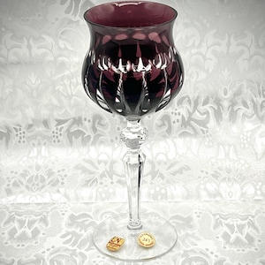 Amethyst Crystal Hock Wine Glass Goblet Vintage Nachtmann-Elegant 8.5&quot; Stemware