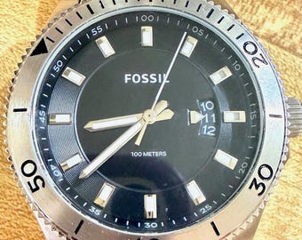 Fossil Wakefield FS5058 Men’s Stainless Steel Watch Black Dial Rotating Bezel