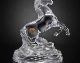 Vintage Cristal d'Arques French Lead Crystal Stallion Collectible Glass Decor