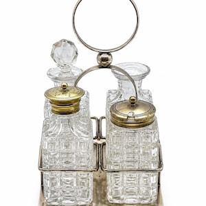 Victorian EPNS Cruet Set With Caddy 4 Bottle Condiment Set