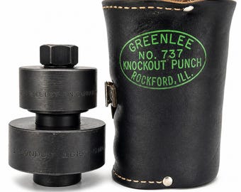 Greenlee 737 Knockout Punch Set Vintage Electrician Tool Conduit Punch USA w Leather Case