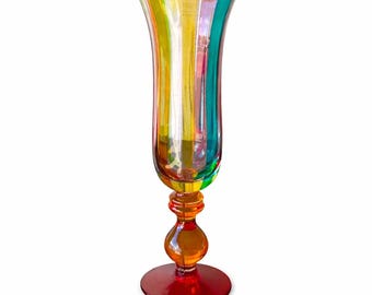 Rainbow Glass Goblet Vintage Colorful Wine Glass Bud Vase Alternative