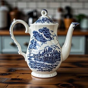 Vintage Myott Staffordshire Coffee Carafe, Blue Royal Mail Pattern, England