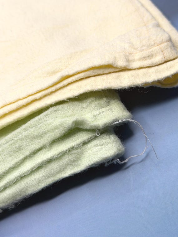 Vintage Handmade Baby After Bath Robes Set of 3 Long Infant Bed Coats Pink Yellow Green Hand Embroidered Cotton Flannel Satin View 4