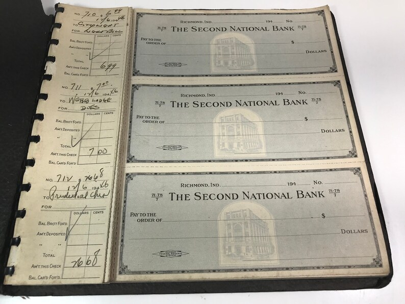 Vintage Business Bank Checks Cheques Book Blank The Second Etsy