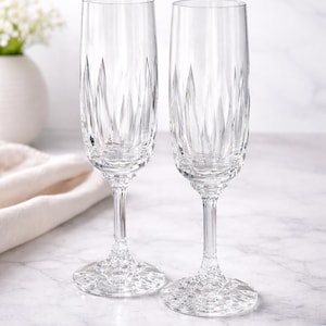 Crystal Champagne Flutes Set of 2 Villeroy Boch Arabelle Vintage Cut Glass
