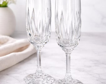 Crystal Champagne Flutes Set of 2 Villeroy Boch Arabelle Vintage Cut Glass