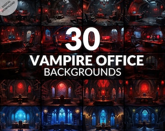30 sfondi Vtuber di Vampire Office, sfondi di flusso gotico, sfondo Twitch, sfondo virtuale Goth, download digitale di Vtuber Rooms