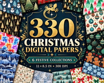 Pacchetto di 330 carte digitali natalizie, carta digitale per stampe natalizie, carta da regalo digitale con Babbo Natale, download digitale 11 x 8,5"