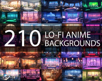 210 sfondi Lo-Fi Anime Vtuber Pacchetto grande, Sfondi streaming, Sfondo Twitch, Sfondo zoom, Sfondo virtuale, Stanze Vtuber