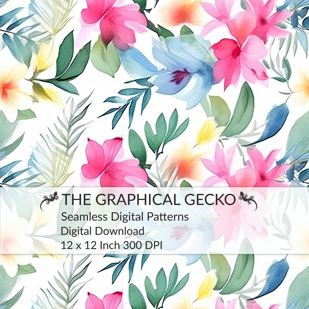 Seamless Digital Pattern, Spring Summer Seamless Pattern, Watercolor ...