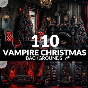 110 Vampire Christmas Mega Bundle Vtuber Backgrounds, Gothic Vampire Christmas Stream Backgrounds, Virtual Background, Digital Download