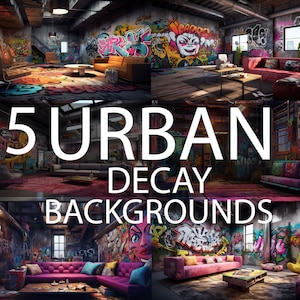 Urban Graffiti Vtuber Backgrounds Bundle, Stream Backgrounds, Twitch Background, Zoom Background, Virtual Background, Vtuber Rooms