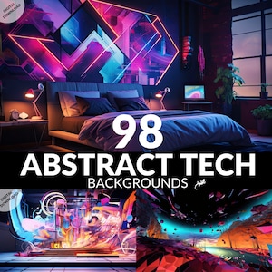 Vtuber Backgrounds Bundle, 98 x Abstract Vtuber Tech Twitch Zoom Backgrounds, Stream Sci-Fi Technology Virtual Background, Digital Download