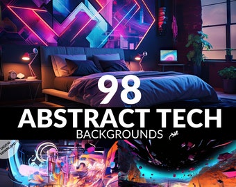 Pacchetto di 98 sfondi futuristici per streamer di fantascienza, sfondi astratti per zoom su Twitch, cyberpunk, tecnologia, sfondo virtuale per sfondi di fantascienza
