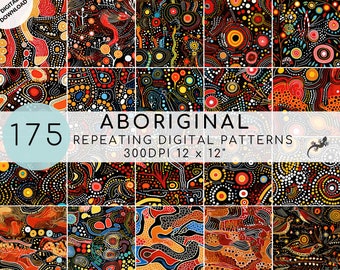 175 Pacchetto di modelli senza cuciture ispirato all'arte aborigena, modello digitale aborigeno australiano, modello ripetibile aborigeno, download digitale