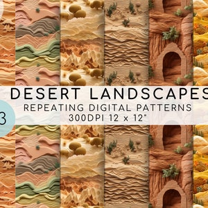 33 Desert Landscape Seamless Pattern Bundle, Desert Digital Paper, Desert Repeatable Pattern, Desert 3d Effect Pattern, Digital Download