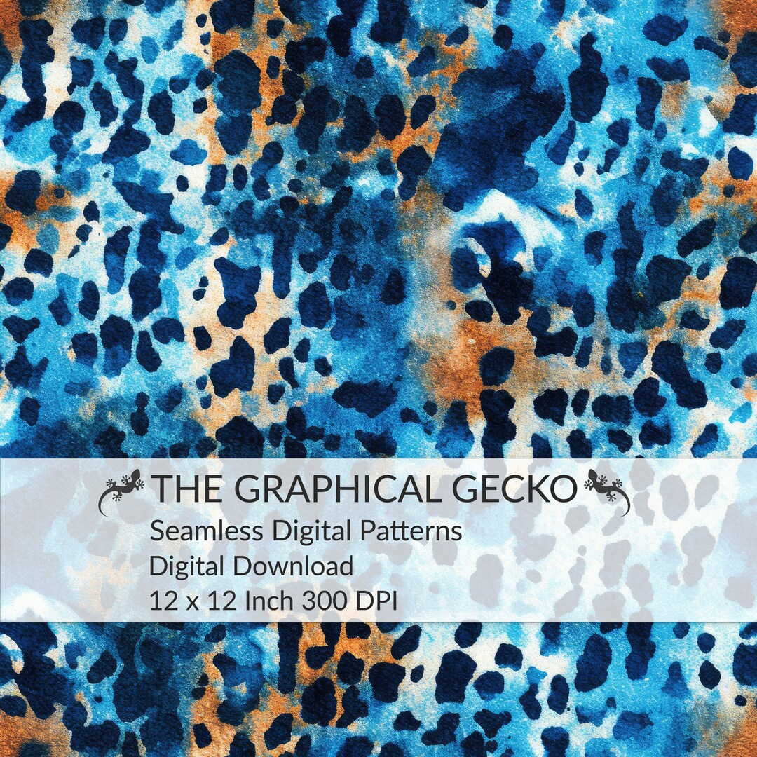 Seamless Digital Pattern, Blue Leopard Print Seamless Pattern, Animal ...