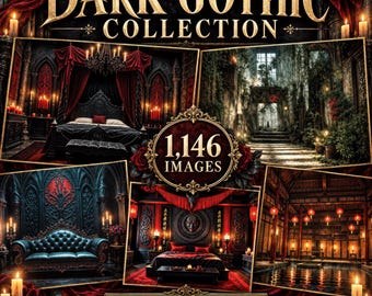 Pacchetto completo di 1146 sfondi per stanze a tema vampiri gotici / Sfondi 4K per VTuber e stream su Twitch / Sfondi virtuali dark fantasy in formato digitale