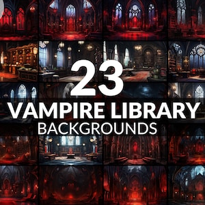 23 Vampire Library Vtuber Backgrounds, Gothic Stream Backgrounds, Twitch Background, Goth Virtual Background, Vtuber Rooms Digital Download