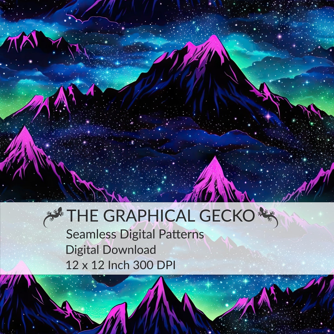 Seamless Digital Pattern, Aurora Seamless Pattern, Mountain Landscape ...