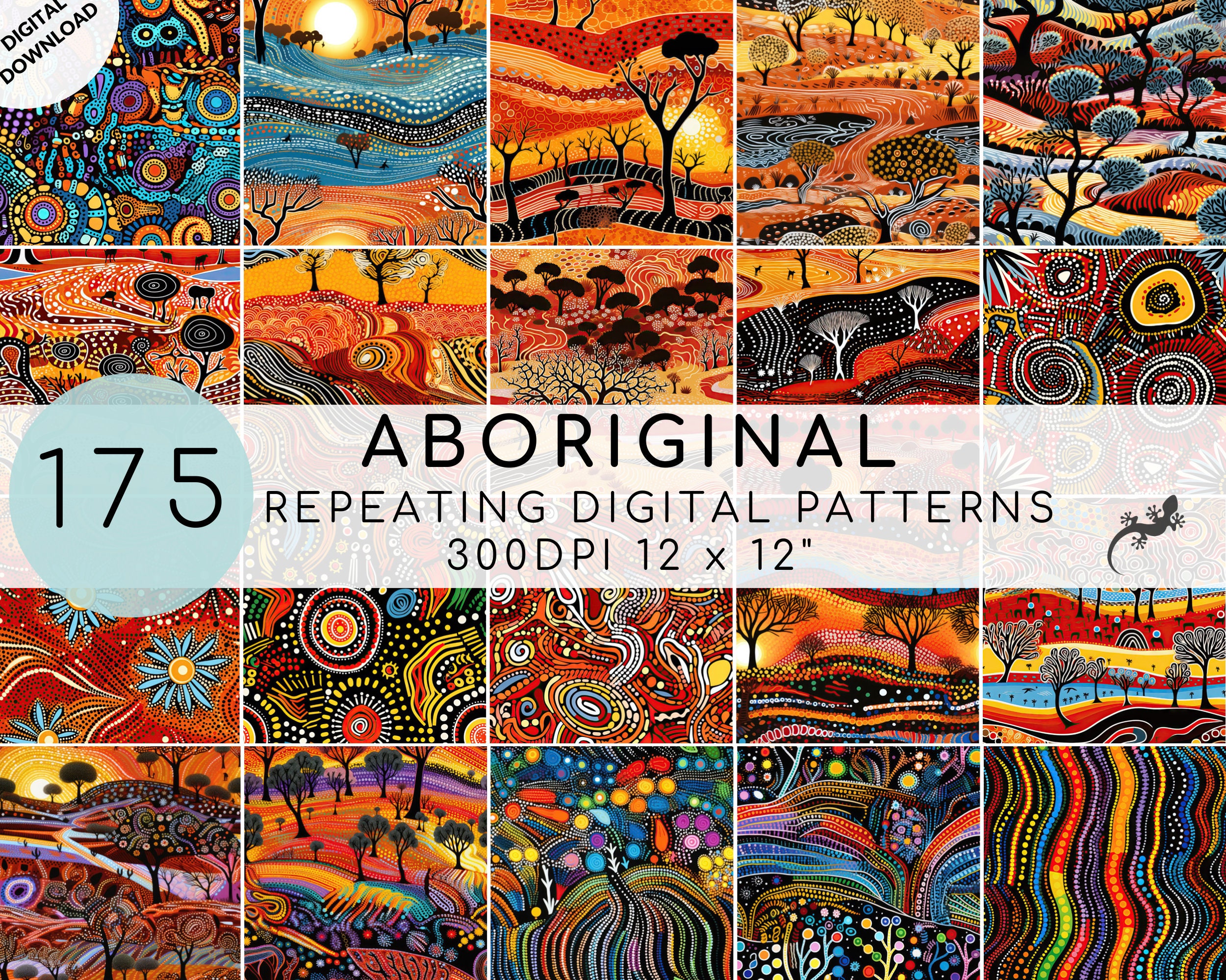175 Aboriginal Art Inspired Seamless Pattern Bundle, Australian ...