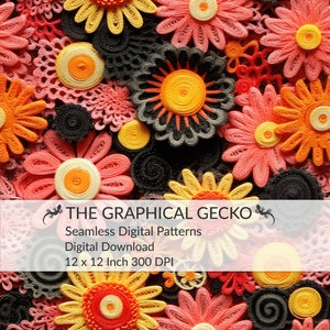 Embroidery Seamless Digital Pattern, 3D Flower Seamless Pattern, Summer Flower Repeatable Pattern, Floral Digital Paper, Digital Download