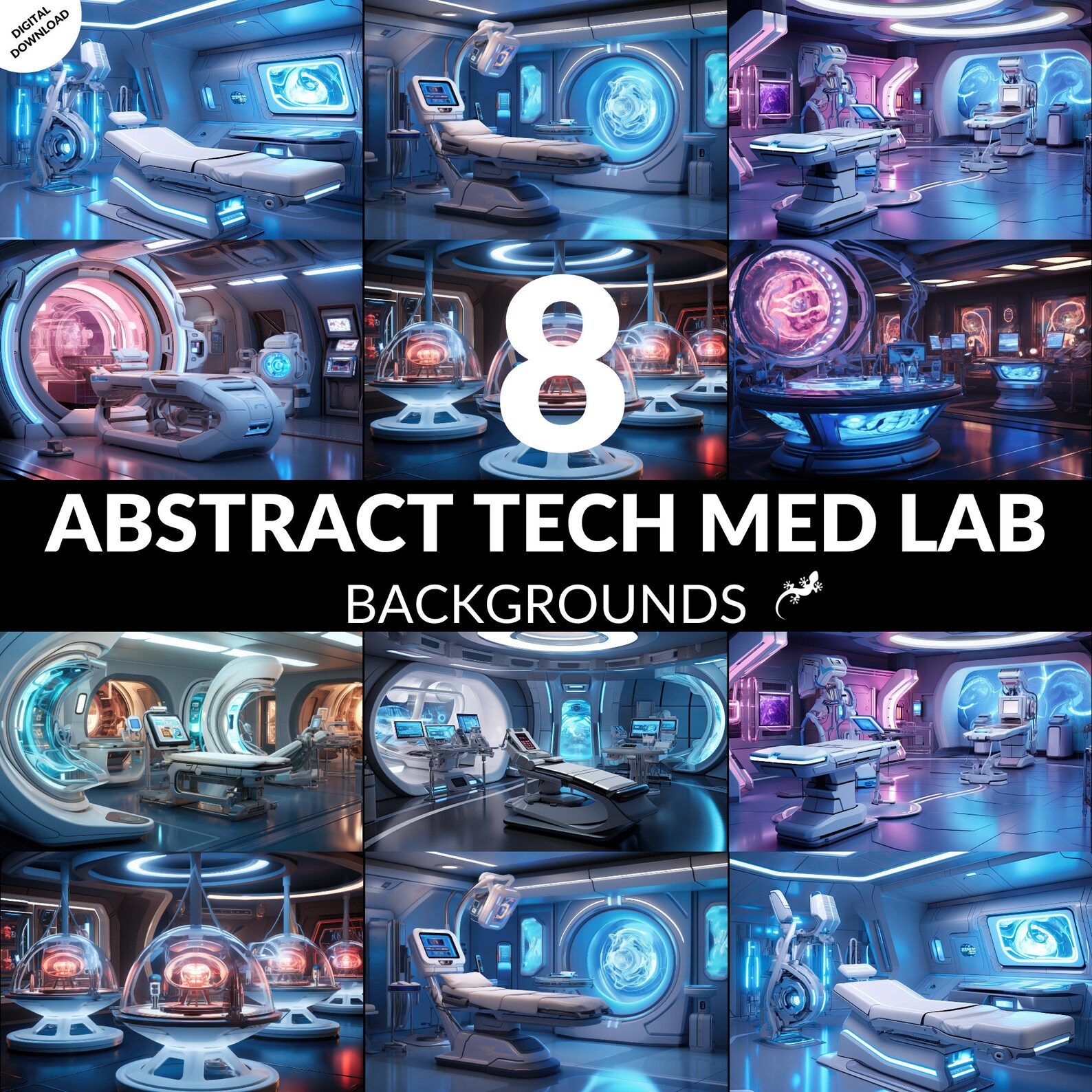 98 Scifi Futuristic Streamer Backgrounds Bundle, Abstract Tech ...