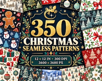 Pacchetto completo di 350 motivi natalizi senza soluzione di continuità, carta digitale di Babbo Natale, motivi natalizi di Babbo Natale, download digitale, uso commerciale.