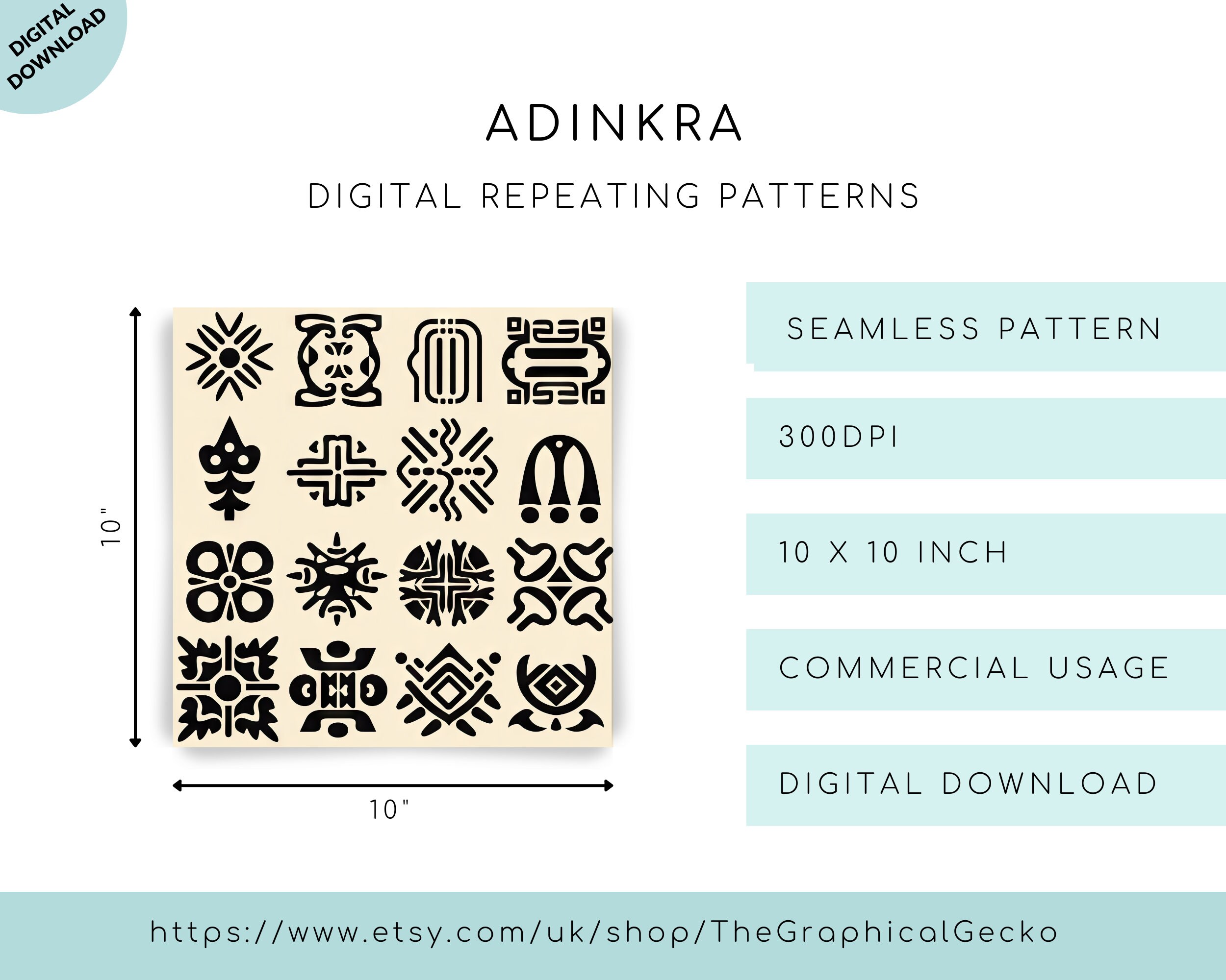 12 African Adinkra Inspired Seamless Digital Pattern Bundle, African ...