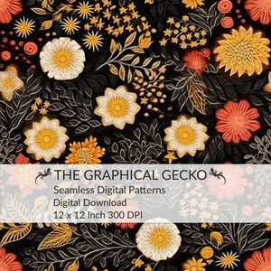 Motif numérique sans couture, motif sans couture coucher de soleil, motif répétable de fleur d'été, papier numérique floral, motif numérique de fleurs pressées