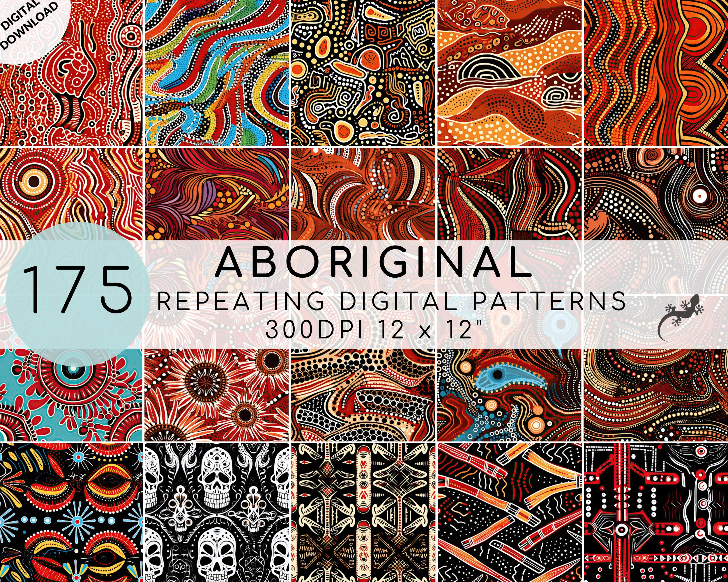 175 Aboriginal Art Inspired Seamless Pattern Bundle, Australian ...