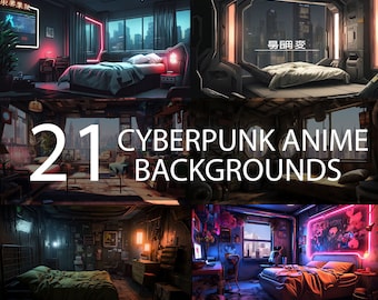 Pacchetto di sfondi Vtuber Cyberpunk Anime Lo-Fi, Sfondi streaming, Sfondo Twitch, Sfondo zoom, Sfondo virtuale, Camere Vtuber
