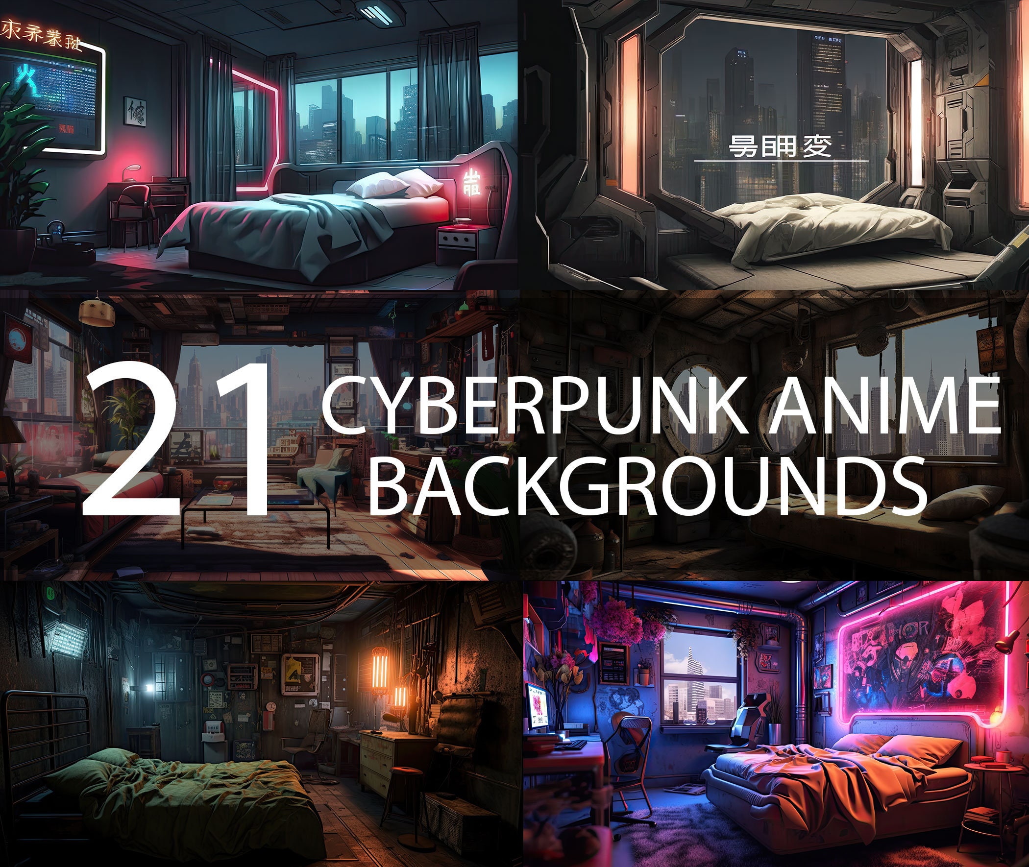 Cyberpunk Animated Vtuber Background for Stream (Instant Download) 