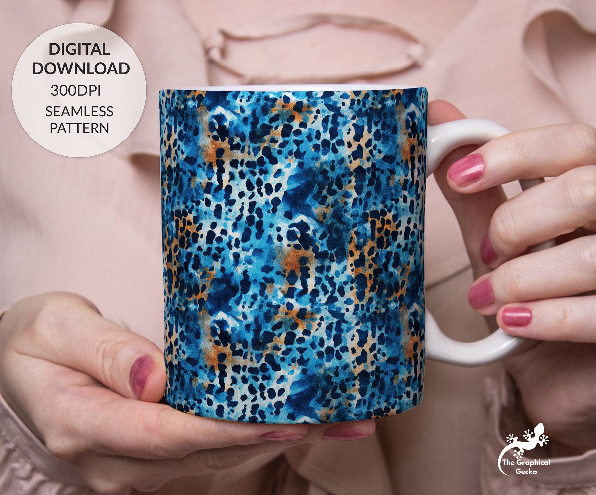 Seamless Digital Pattern, Blue Leopard Print Seamless Pattern, Animal ...