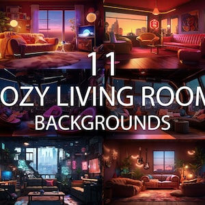 Cozy Living Room Vtuber Backgrounds Bundle, Stream Backgrounds, Twitch Background, Zoom Background, Virtual Background, Vtuber Rooms