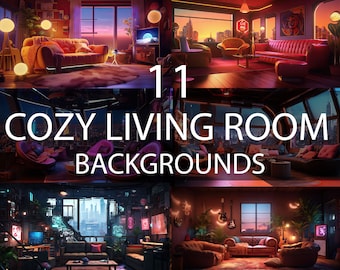 Cozy Living Room Vtuber Backgrounds Bundle, Stream Backgrounds, Twitch Background, Zoom Background, Virtual Background, Vtuber Rooms