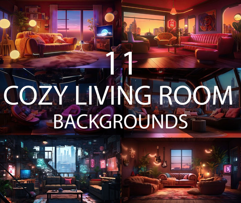 Cozy Living Room Vtuber Backgrounds Bundle, Stream Backgrounds, Twitch
